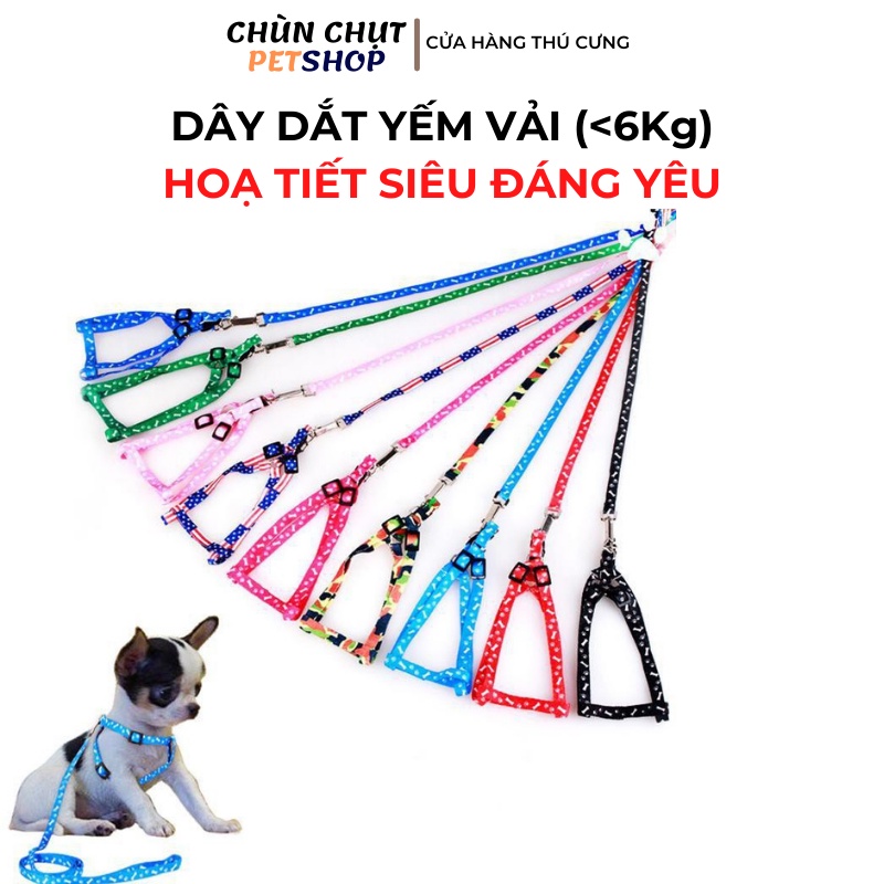 Dây dắt yếm vải cho Chó Mèo - Hoạ tiết siêu đáng yêu ChunChut PetShop