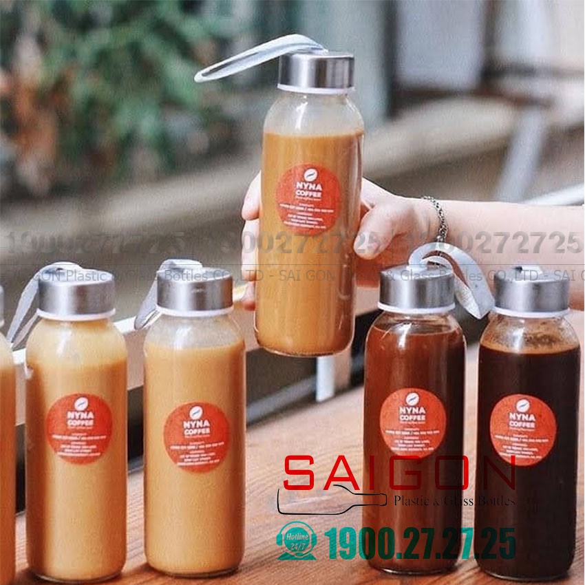 Bình Nước Thủy Tinh 300ml , 500ml | Tùy Chọn Dung Tích và Loại Nắp