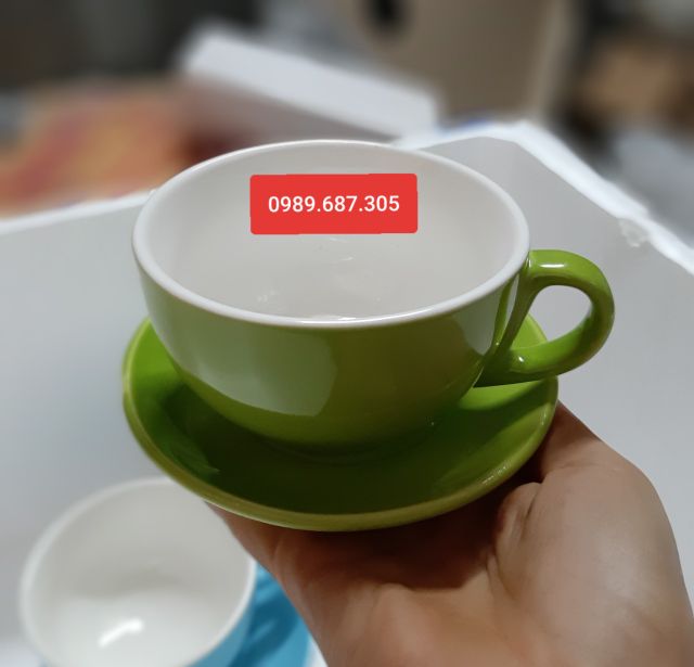 Bộ cốc cafe capuchino màu 220ml kèm đĩa