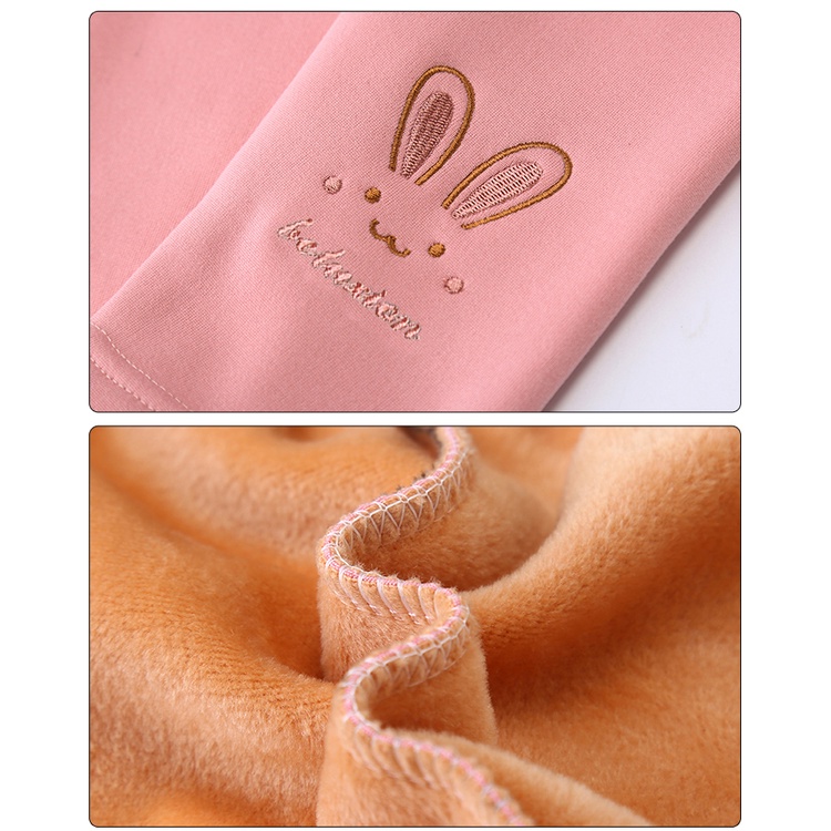 Quần Legging Dày Dặn Thêu Họa Tiết Thỏ Dễ Thương Thời Trang Mùa Đông 2022 Mới Cho Bé Gái Size 100-140