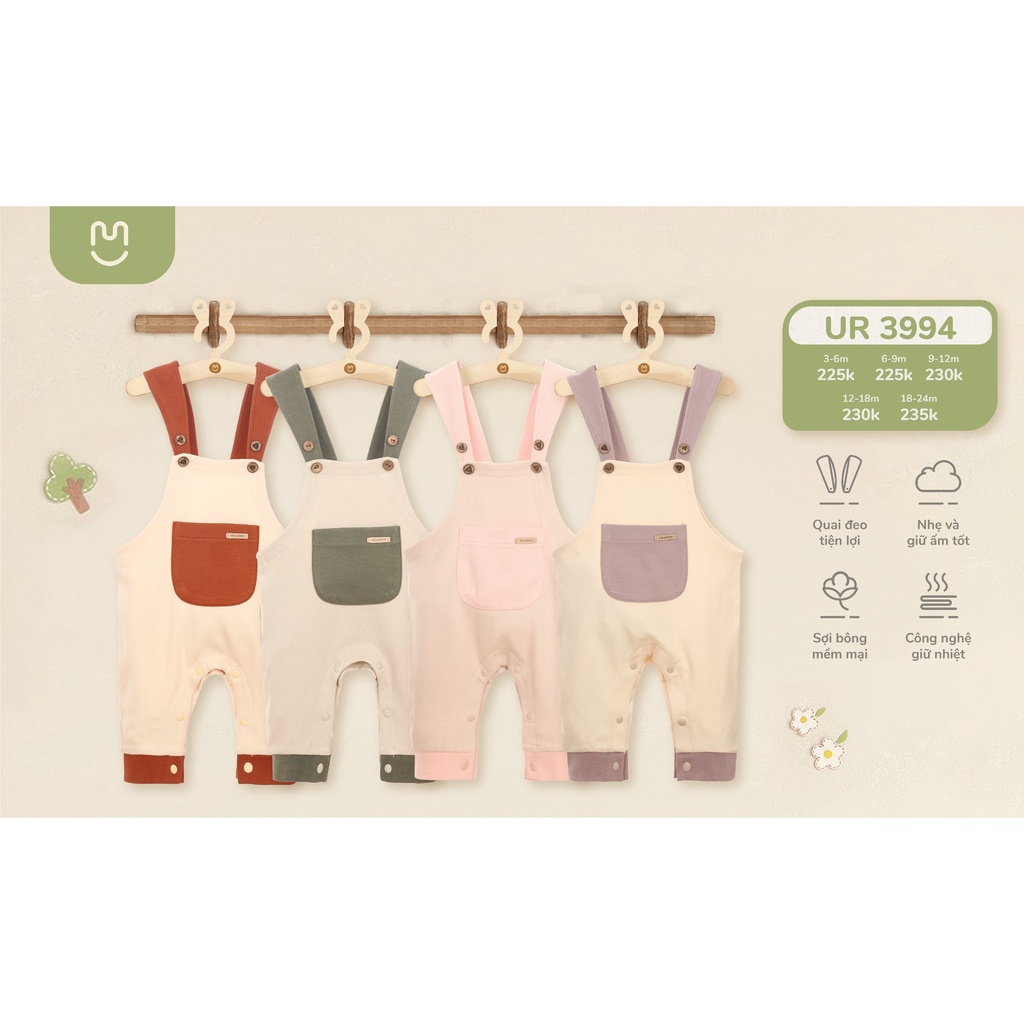 Bộ quần yếm siêu cute Ualarogo 3 tháng-2 tuổi cotton quai đeo xinh xắn liền quần 3994