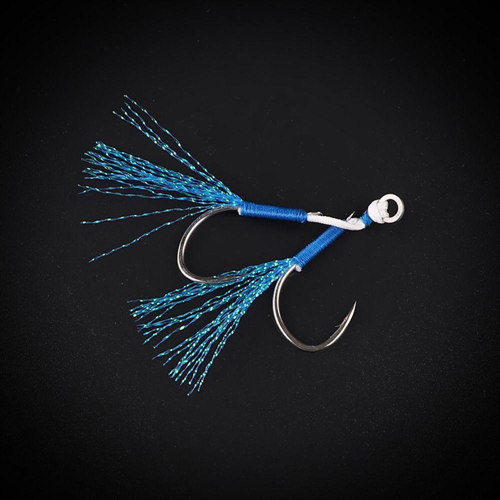 Bộ 5 Cặp Móc Câu Cá Hình Cá Đính Lông Vũ Màu Xanh Dương