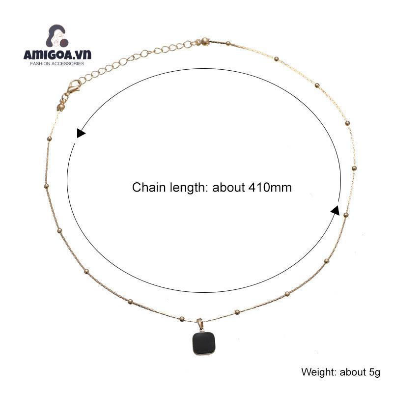✨✨Vòng cổ mặt vuông đính đá màu đen tinh tế sang trọng cho nữ