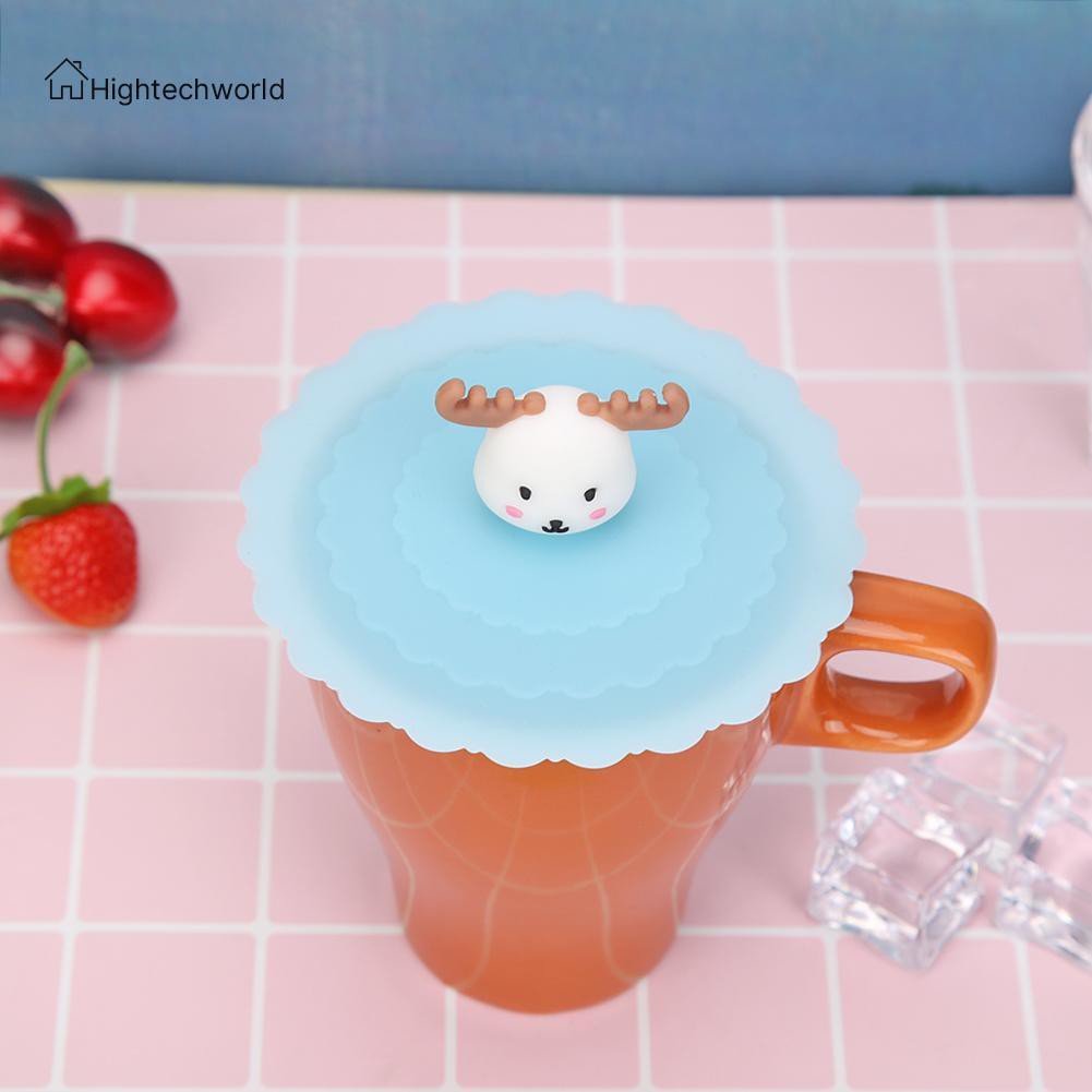 Hightechworld cup cover━═☆Cartoon Silicone Heat Resistant Sealed Cap Leakproof Cups Lid