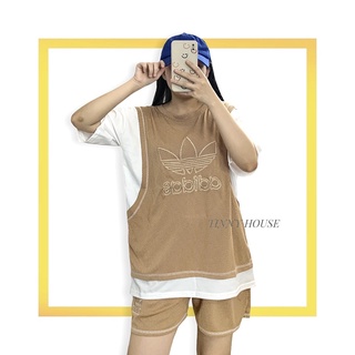 Bộ đồ thể thao nữ thêu logo nổi ❤️FREESHIP❤️đồ bộ cộc tay, freesize