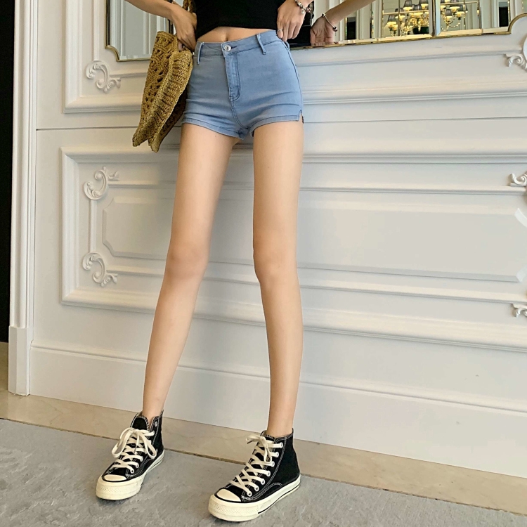 DUNEA Quần short jean lưng cao ôm sát phong cách Hàn Quốc gợi cảm