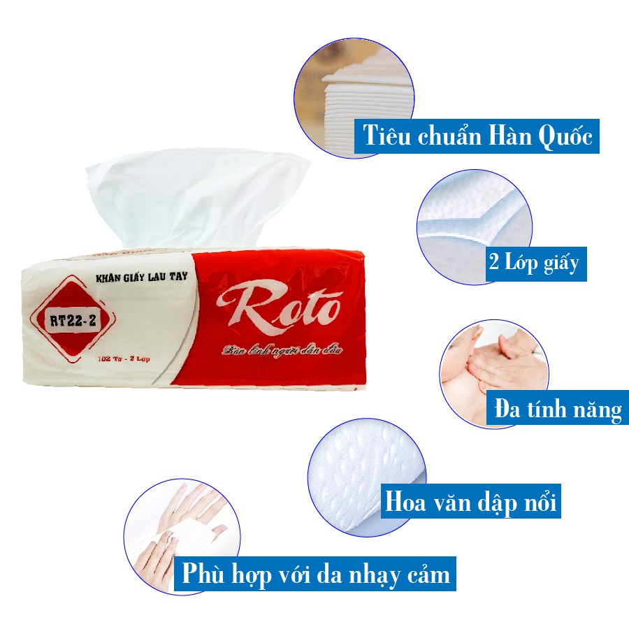 Khăn giấy lau tay cao cấp Roto 22 cm-2 lớp