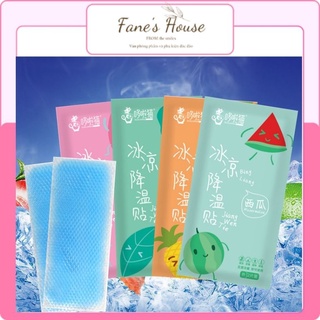 Gói 2 miếng dán lạnh làm mát cơ thể hương hoa quả mùa hè đa năng, túi 2 miếng cao dán hạ sốt, chống nóng