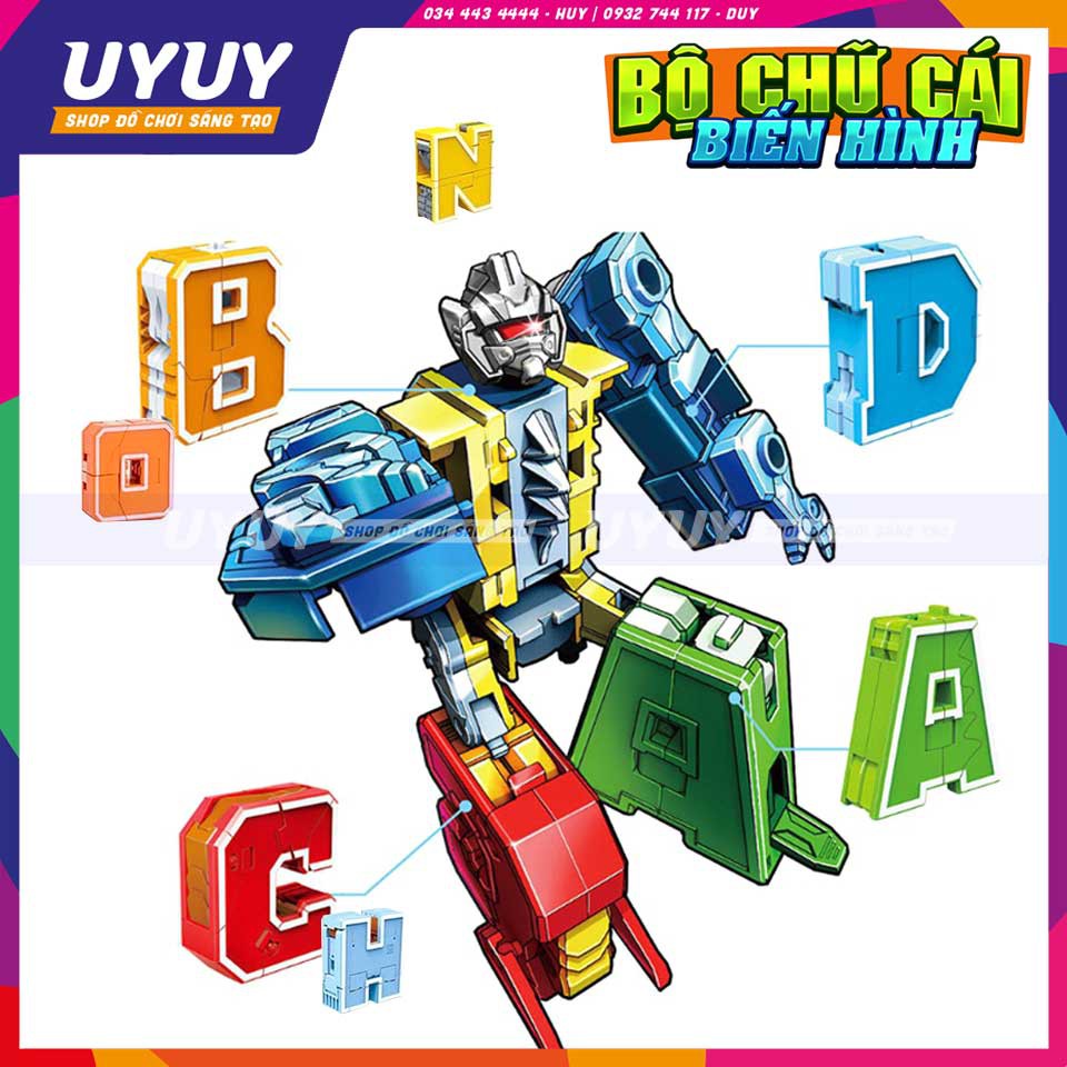 Bảng Chữ Cái Lắp Ghép Robot ✨Sáng Tạo✨ Bộ 26 Chữ Cái Biến hình Robot - Bộ Robot Chữ Cái Xếp Hình