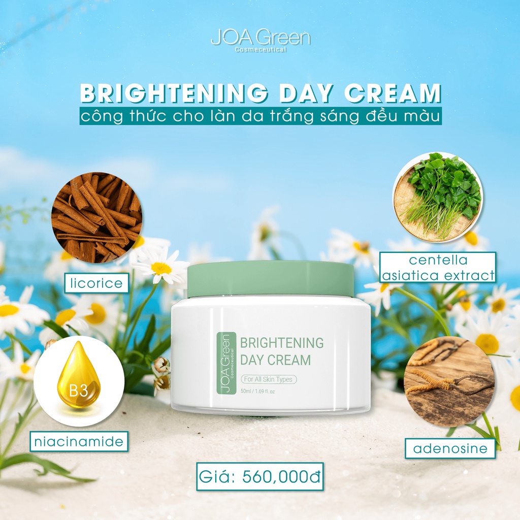 Kem dưỡng da mặt Brightening Day Cream 50ml JOA GREEN phục hồi, dưỡng trắng da, cải thiện nếp nhăn – Mỹ Phẩm MS COSMETIC