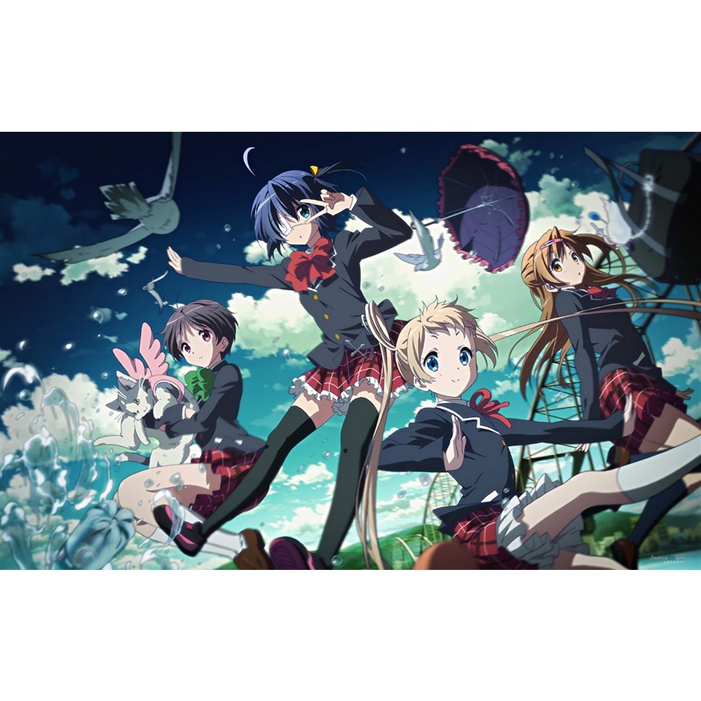 Poster A4 dán tường Anime, decal 21x30 trang trí có keo Love, Chunibyo (1), nhận in theo yêu cầu