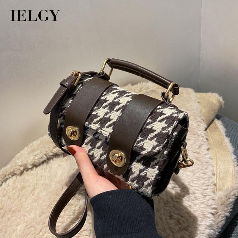 Túi đeo chéo có khóa kéo chống trộm họa tiết caro thời trang cho bé