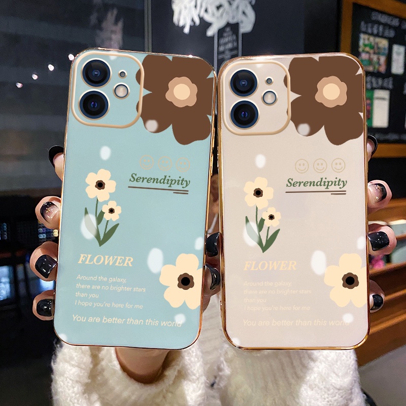 Ốp Điện Thoại Viền Vuông Mạ Điện Họa Tiết Hoa Chống Sốc Cho Realme 3 Pro 3i X Lite