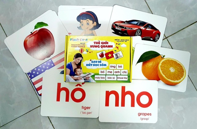 Bộ Thẻ Flash card 2 trong 1 Thế Giới Xung Quanh Anh Việt Mẫu Mới