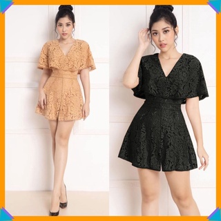Jumpsuit ngắn 🌸freeship🌸 jum ren cổ tim tay ngắn siêu xinh tj1065
