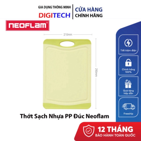 Thớt sạch Neoflam Flutto S.Thớt được đúc bằng nhựa PP an toàn, trộn lẫn Microban kháng khuẩn giúp ngăn