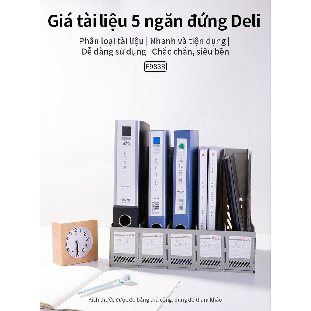 Kệ rổ 5 ngăn Deli nhựa loại tốt đựng tài liệu văn phòng