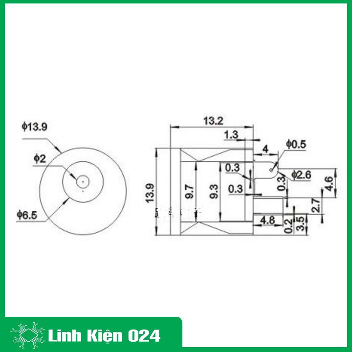 Jack DC 5.5x2.1mm Gài Lẫy