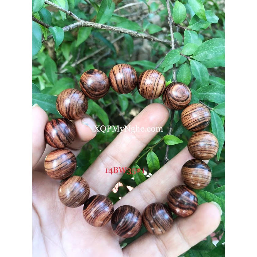 Chuỗi đeo tay Gỗ Sưa 14mm _ Fragrant Rosewood Bracelet 14mm