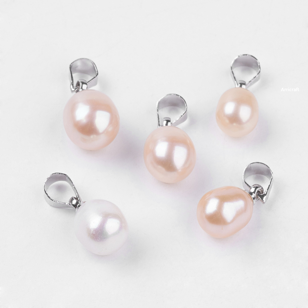 Set 5 mặt dây ngọc trai nước ngọt tự nhiên lỗ rộng 3mm-15mm dài 8-9mm thích hợp trang trí trang sức