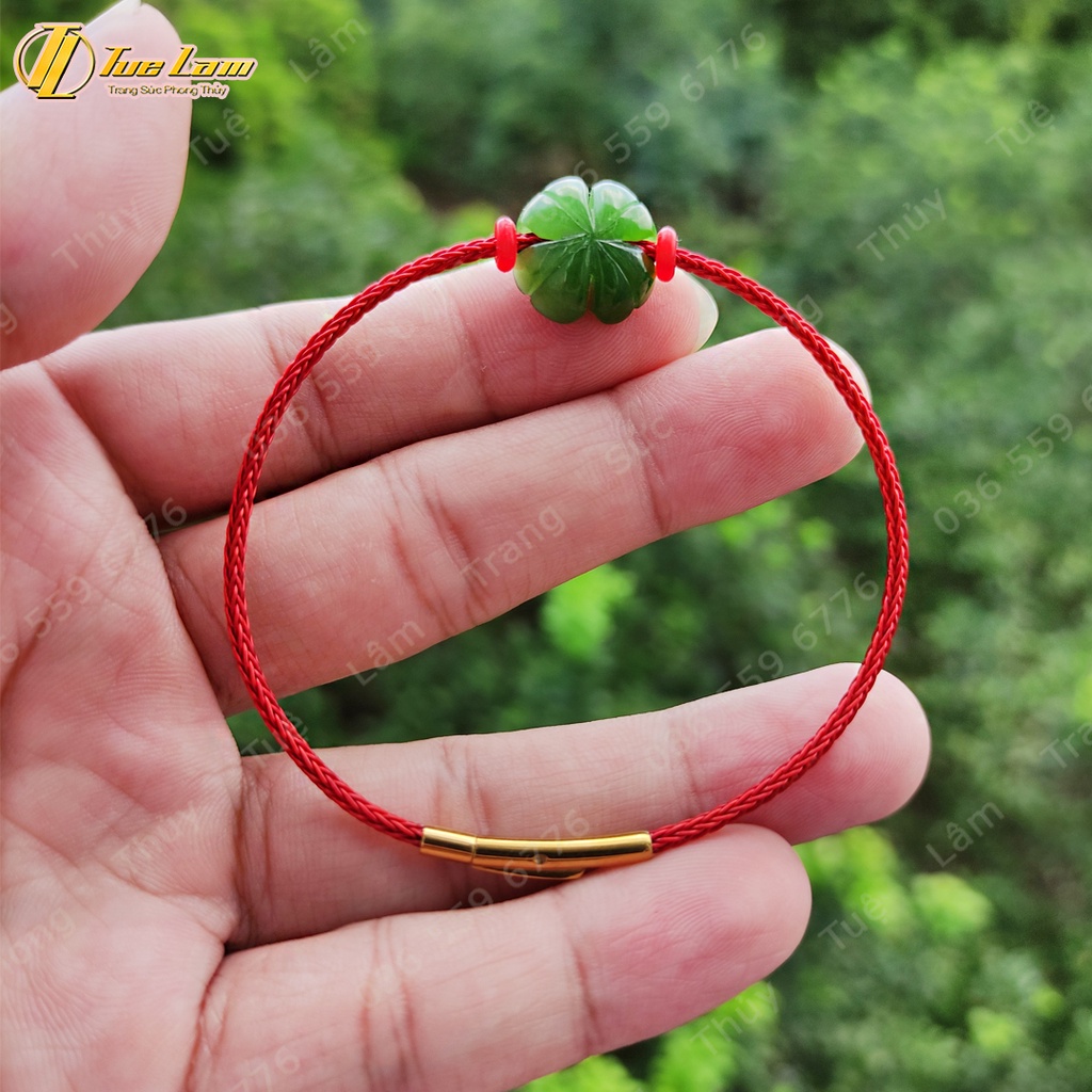 Vòng tay may mắn nữ cỏ 4 lá màu xanh lá mạ hợp mệnh mộc hỏa - Tuệ Lâm