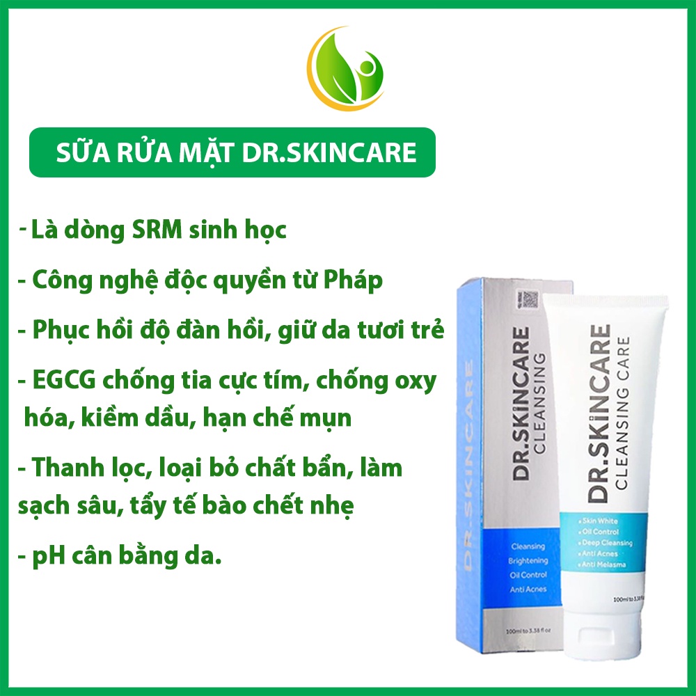 Combo ngăn ngừa mụn Dr skincare, sữa rửa mặt, serum giảm mụn mờ thâm Dr skincare chính hãng check mã điện tử