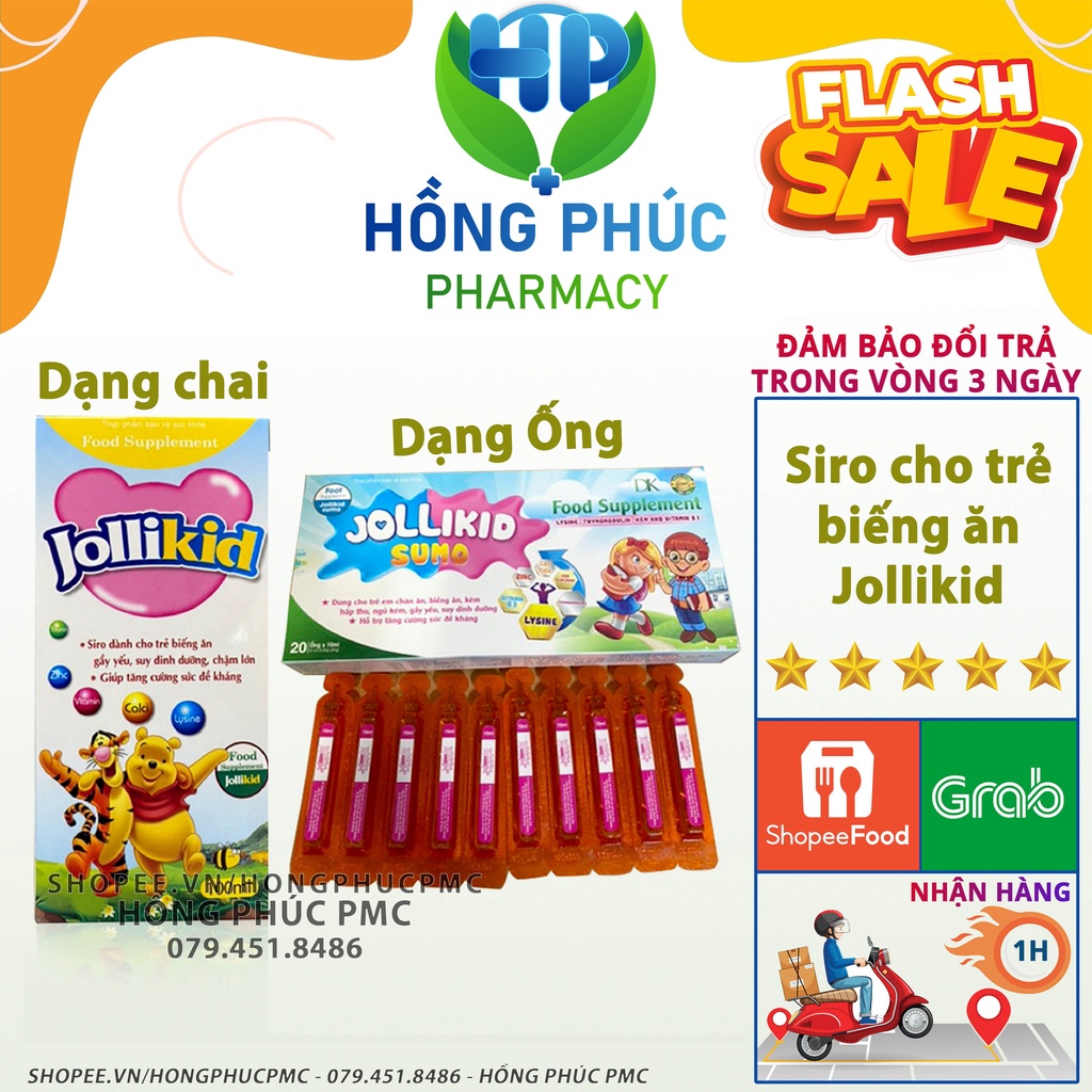 Siro Jollikid ⚡CHÍNH HÃNG⚡ cho biếng ăn, giúp bé ăn ngon miệng - Quý cách Ống và Dạng chai