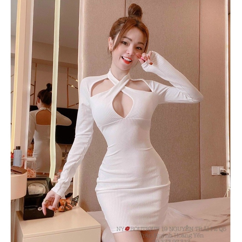 Váy đầm nữ dáng ôm chéo ngực cột dây tay côn màu sắc đa dạng để lựa chọn thời trang mùa hè stclothing
