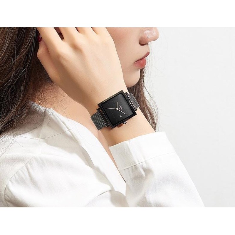 Đồng Hồ Nữ JA-1207D Julius Hàn Quốc Dây Thép (Đen)