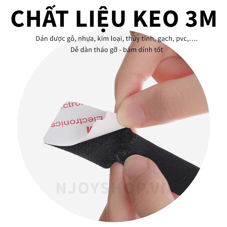 Dây Quấn Cáp Sạc Velcro Njoy Giúp Cố Định Dây Điện, Tai Nghe, Chống Rối Tiện Lợi Chất Liệu Keo Siêu Dính