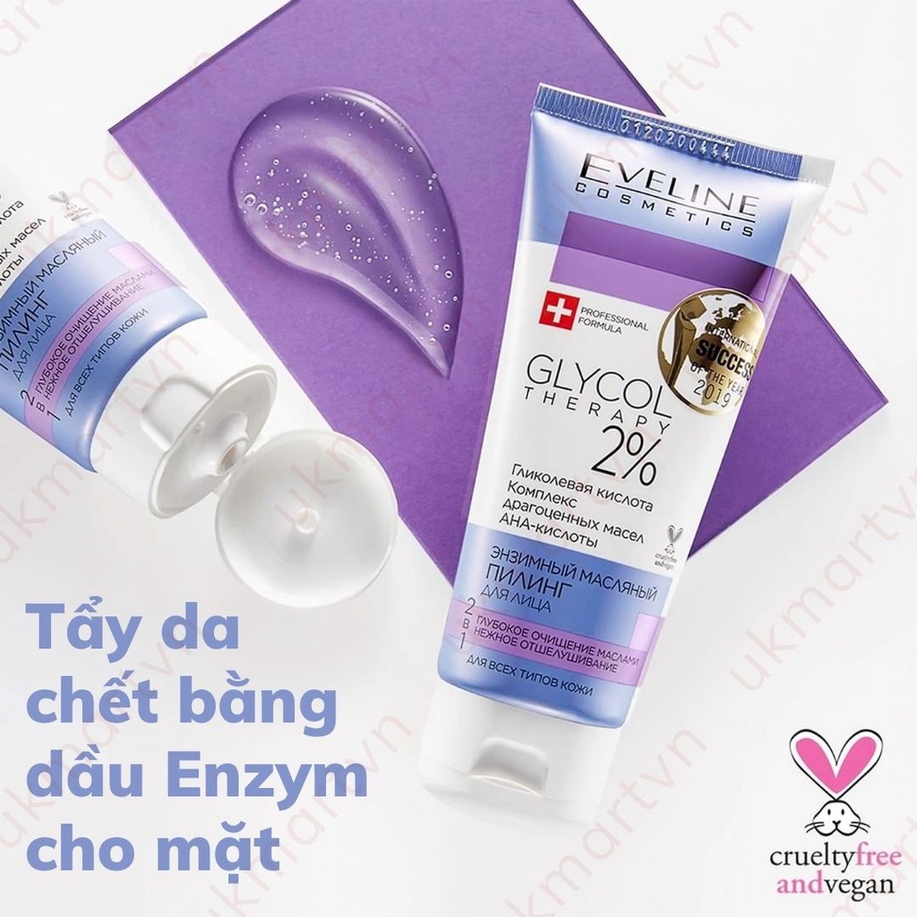 Tẩy Da Chết Eveline Glyco Therapy 2% Dạng Enzyme Và Dầu 2 trong 1 100ML