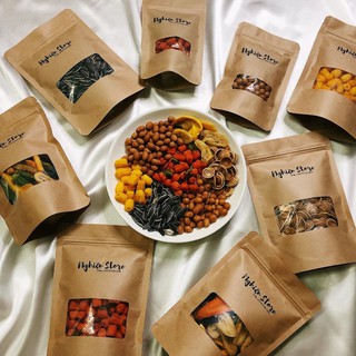 Set 5 món (Khô gà lá chanh cay xé,Nui chiên giòn ,Gạo lức rong biển ,Bắp rang tỏi ớt ,Đậu phộng da cá)