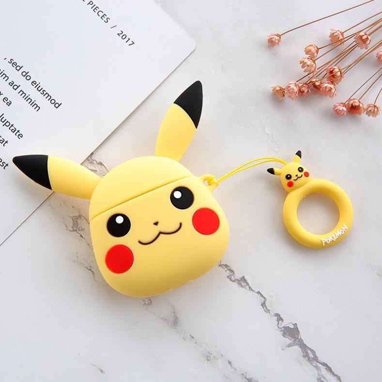 Case Airpods 2/1/i7/i9/i12 TWS - Vỏ Bao Đựng Bảo Vệ Tai Nghe, Sillicone Dẻo Chống Bám Bẩn Pikachu -Bestmall.vn