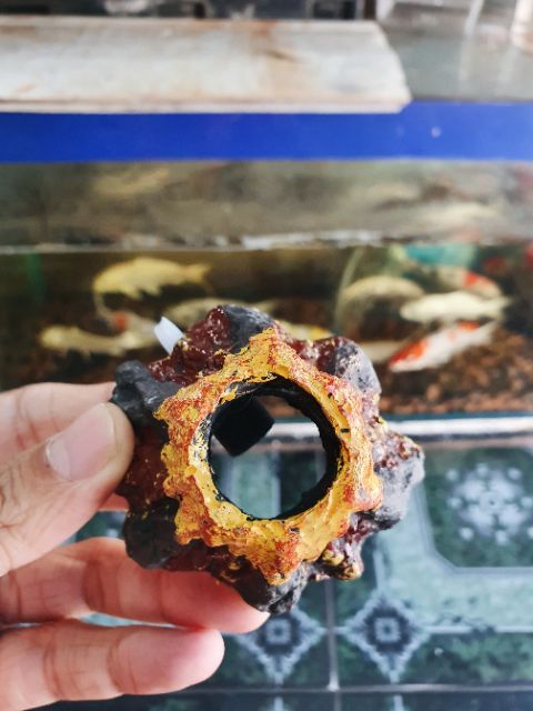 NÚI LỬA PHUN OXY TRANG TRÍ HỒ CÁ NON BỘ 5x7x4cm