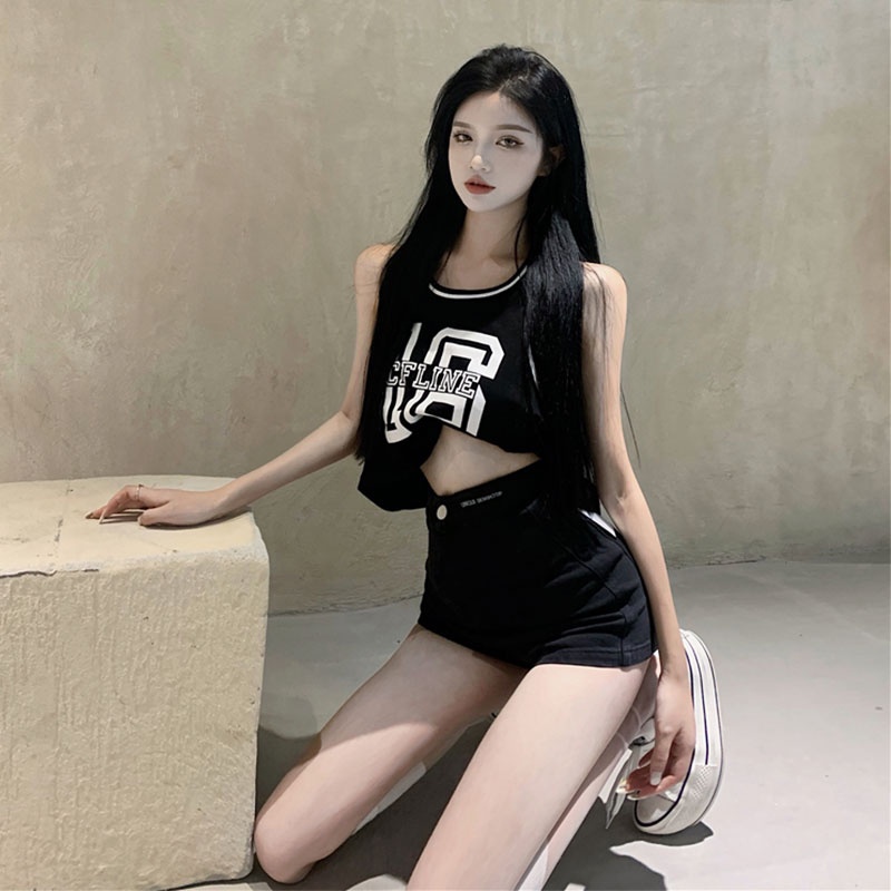 Quần Short Denim Lưng Cao Ống Rộng Thời Trang Retro Hàn Quốc Cho Nữ
