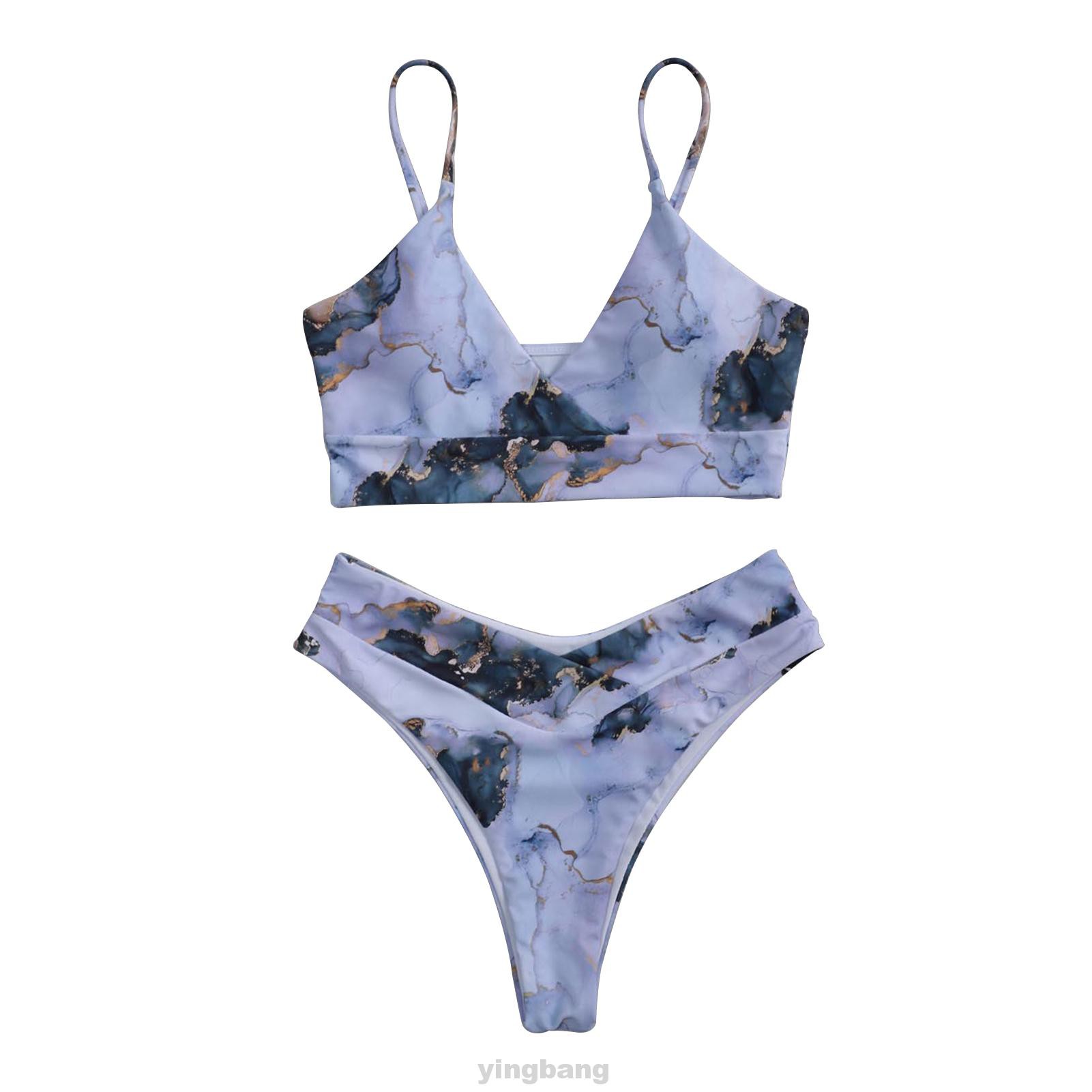 Bikini Thể Thao Lưng Cao Hoạ Tiết Đá Cẩm Thạch | BigBuy360 - bigbuy360.vn