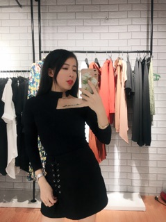 Áo croptop kiểu có chocker ( ảnh thật )