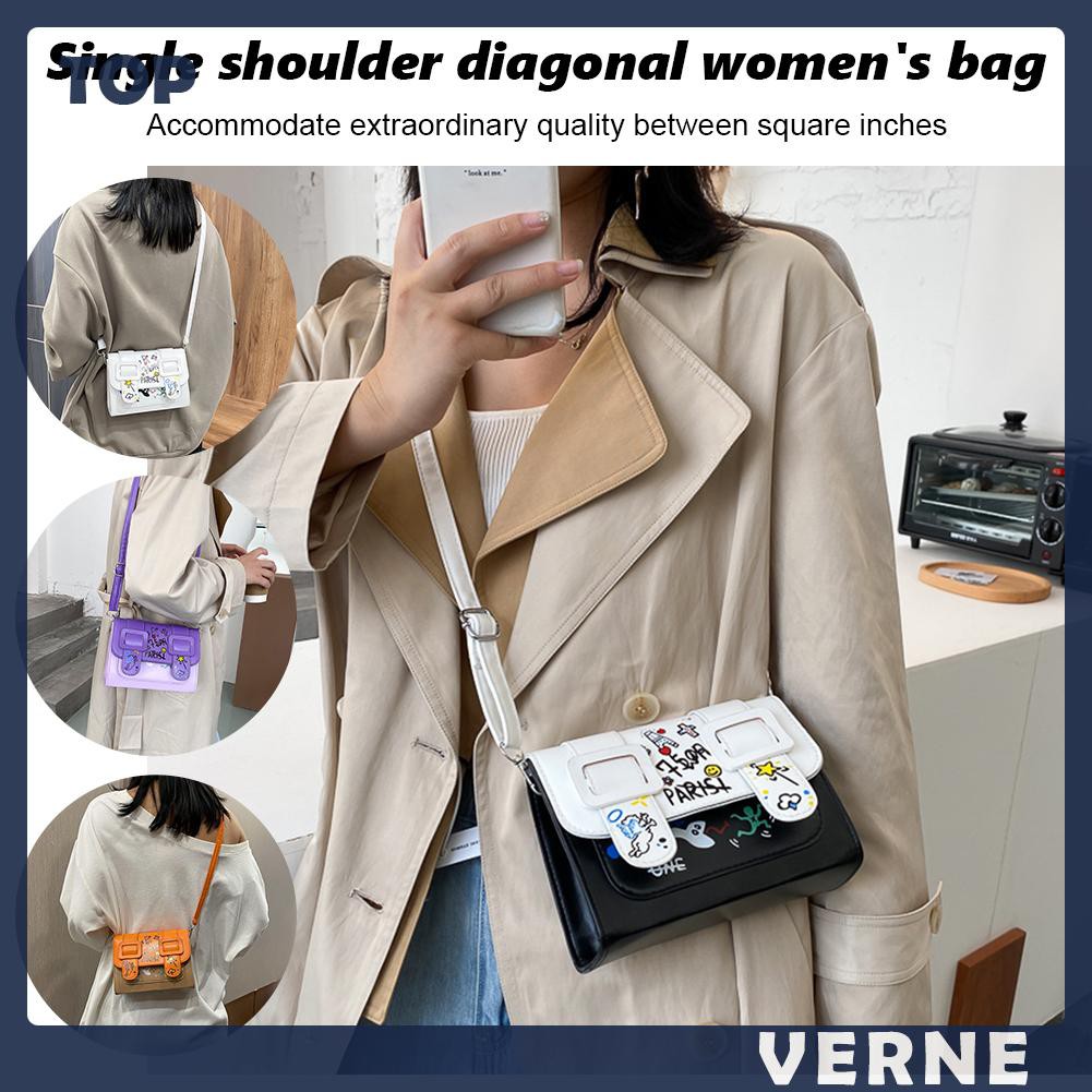 Túi Da Pu Đeo Chéo In Họa Tiết Graffiti Thời Trang Cho Nữ