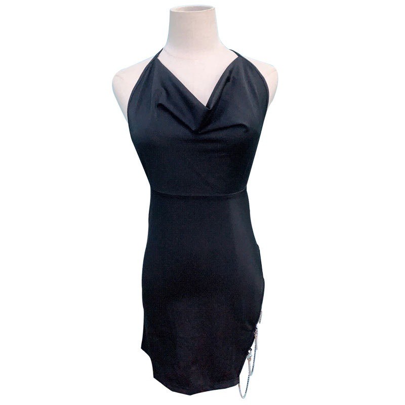 Rose brand sexy pajamas deep v split chain backless neck nightgown nightgown nightclub hot home suit 660