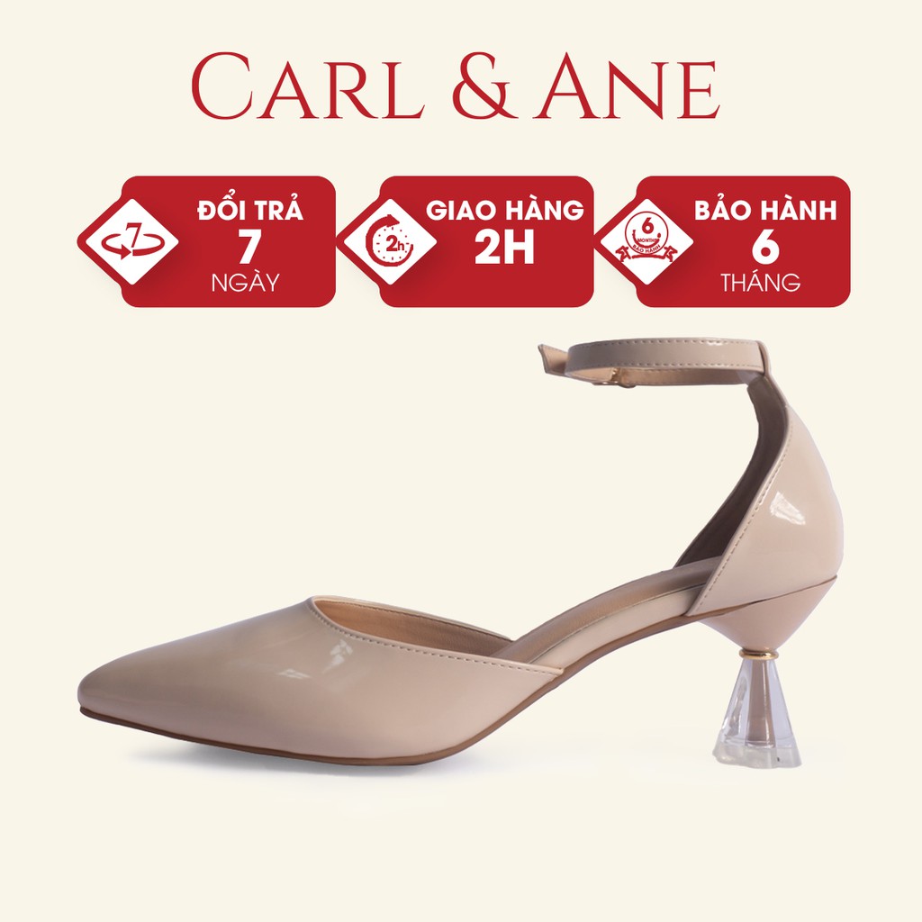 [Mã WABRTL3 -10% đơn 250K]Carl &amp; Ane - Giày cao gót bít mũi phối dây mảnh gót mica cao 6cm màu nude - CL012