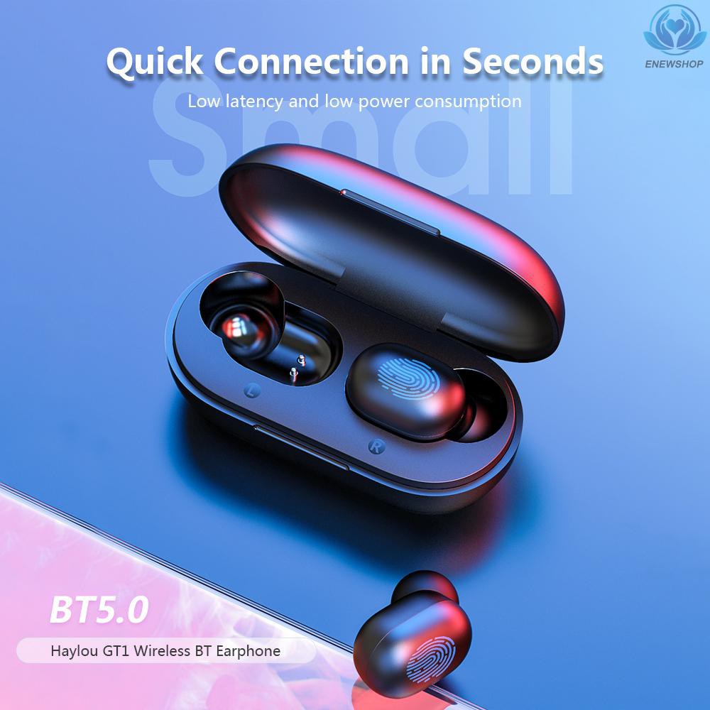 【enew】Haylou GT1 TWS Fingerprint Touch BT5.0 Earphones HD Stereo Wireless Headphones Binaural Call Earbuds Noise Cancelling Gaming Headset Voice Assistant Black