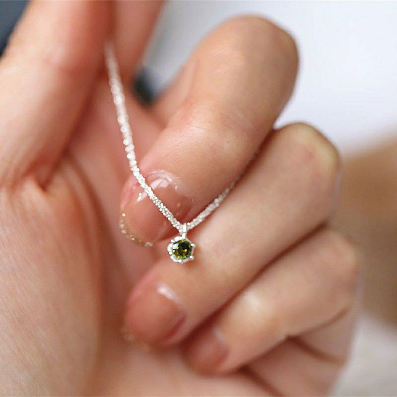Dây chuyền hoa tuyết đá xanh nhân tạo. Cam kết 100% bạc s925