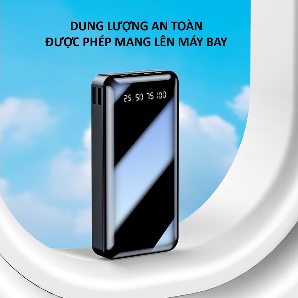 Sạc Dự Phòng 20000mAh cao cấp kèm dây nhỏ gọn giá rẻ sạc nhanh ChiChi PDP02