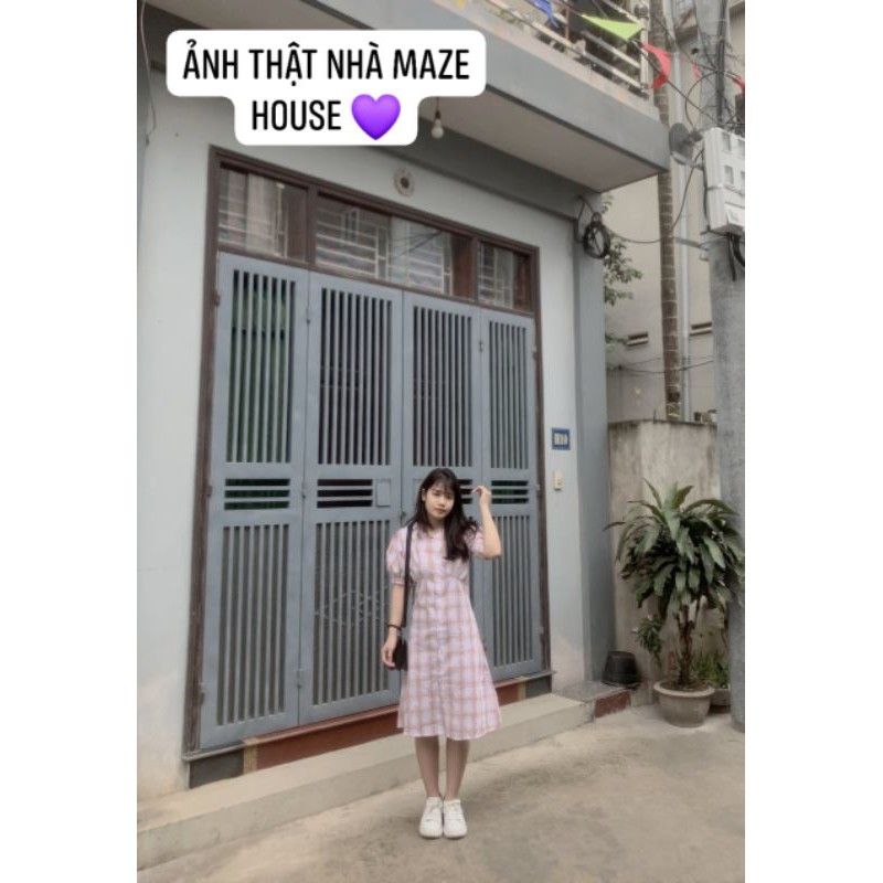 Váy kẻ caro Ulzzang dáng dài 💖VIDEO/ẢNH THẬT💖 Đầm caro cài cúc 2 màu Xanh và Hồng dễ dàng phối đồ phong cách dạo phố | BigBuy360 - bigbuy360.vn