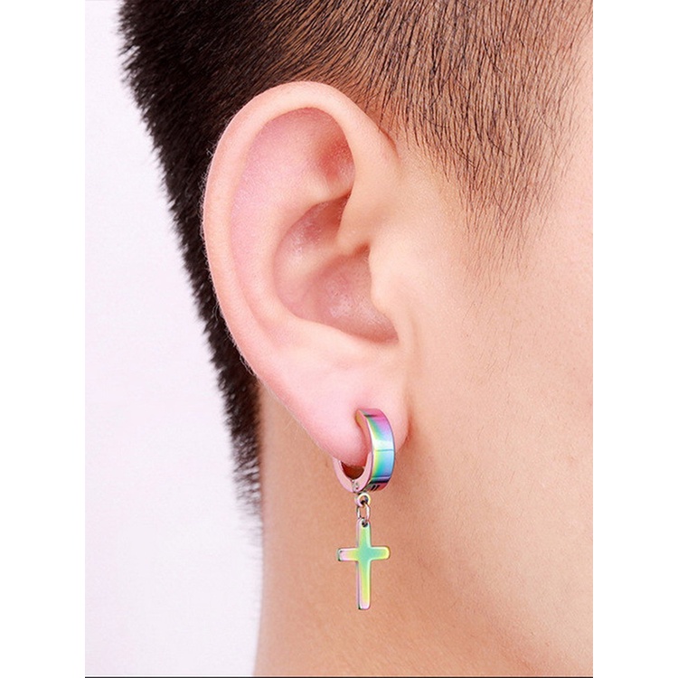 1 Chiếc Khuyên Tai Hình Chữ Thập Bằng Thép Không Gỉ