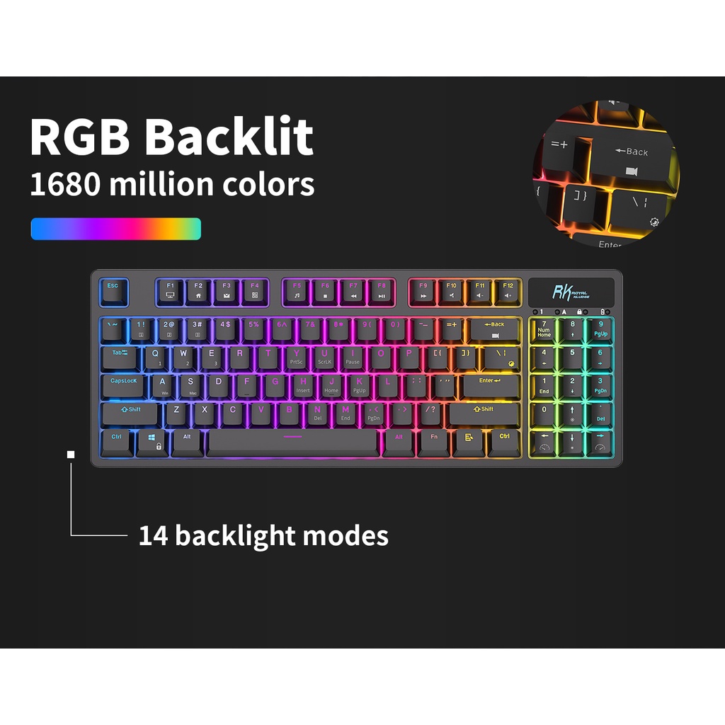 RK Royal Kludge RK89 RGB Bàn PhíM Cơ Gaming Bluetooth Không Dây BT5.0 / 2.4G / USB-C 89 PhíM