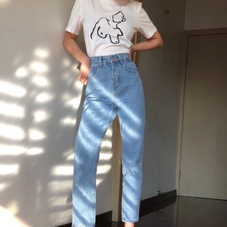 Quần slim baggy jeans xanh nhạt tôn dáng