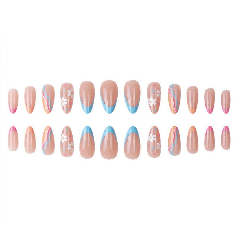 MIHAN1 Hộp 24 Móng Tay Giả Đính Kim Tuyến Lấp Lánh Thời Trang Cho Nữ