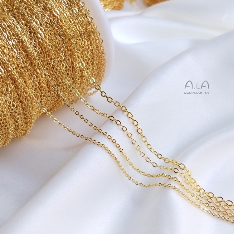 Dây Chuyền Đồng Mạ Vàng 18K diy 1m Không Dễ Phai Màu Hình Chữ O Dùng Làm Vòng Tay/Vòng Cổ