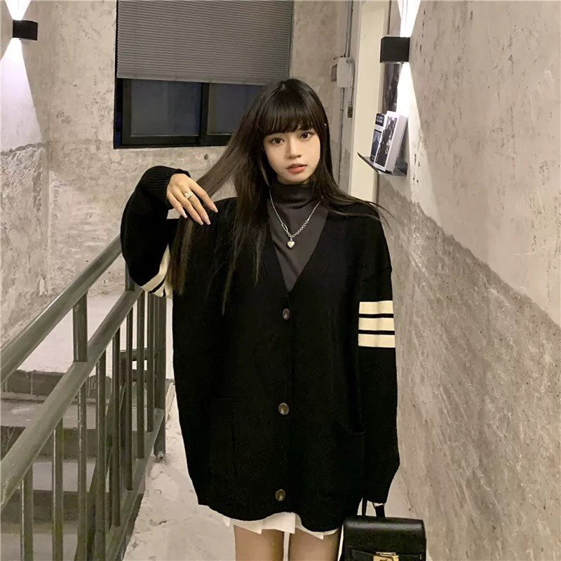 HOT Áo Len Lót Nỉ OI OI Nữ -Sweater  Len from rộng dài tay,Hodie zip màu xám tiêu